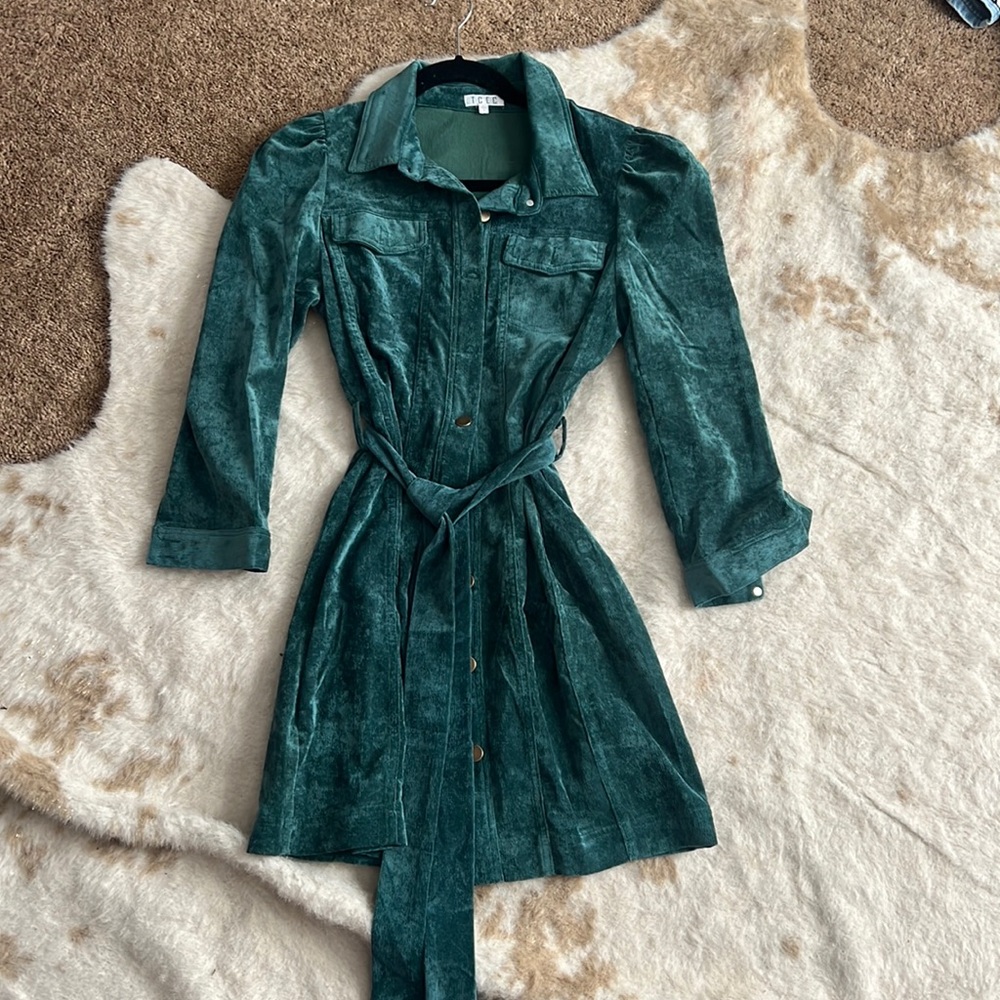 Teal corduroy dress